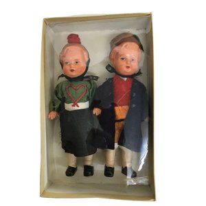 Erich Dittman Edi Germany Set of 2 Celluloid Dolls 7" Girl Boy Vintage 1950s
